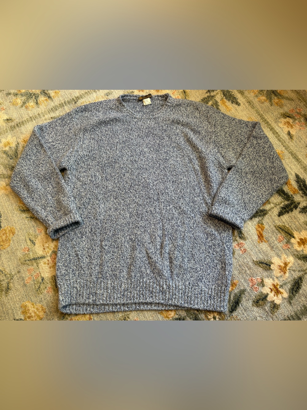 Loro Piana 100% Cashmere Crewneck Sweater - Blue Marled Knit - Made in Italy- XL
